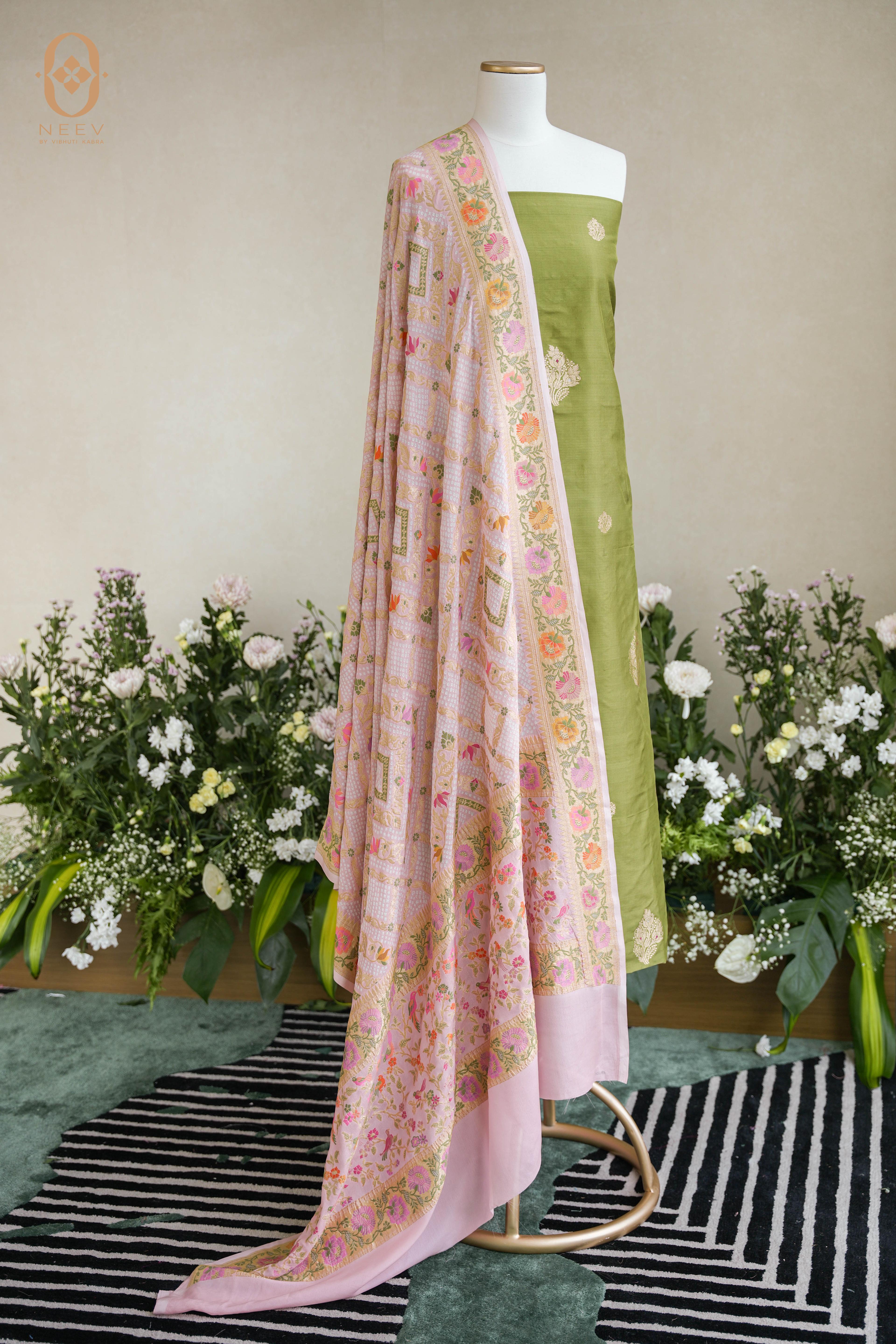 Multi Meenakari Premium Katan Silk Suit Set