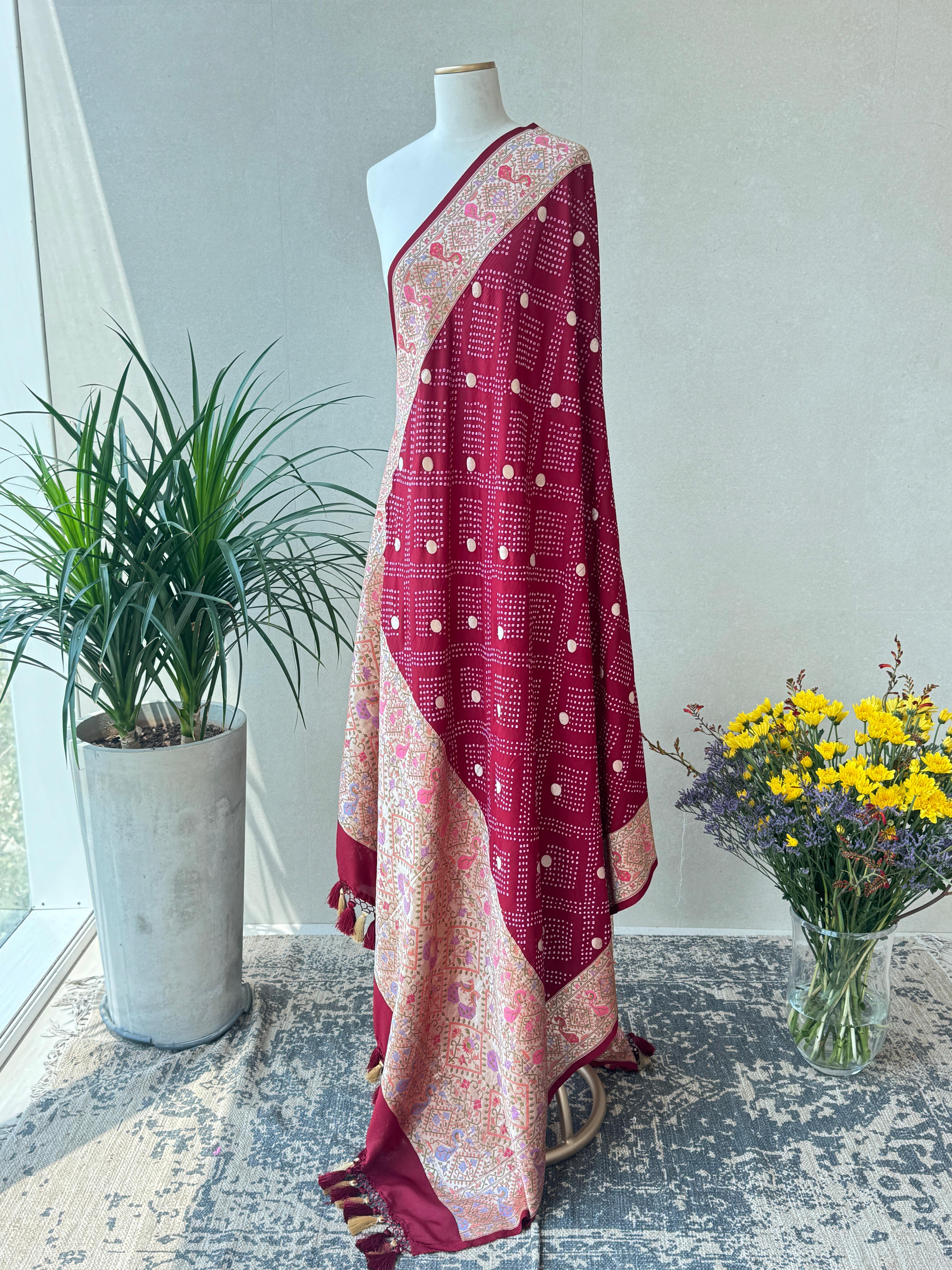 Bandhani Georgette with Paithani Dupatta