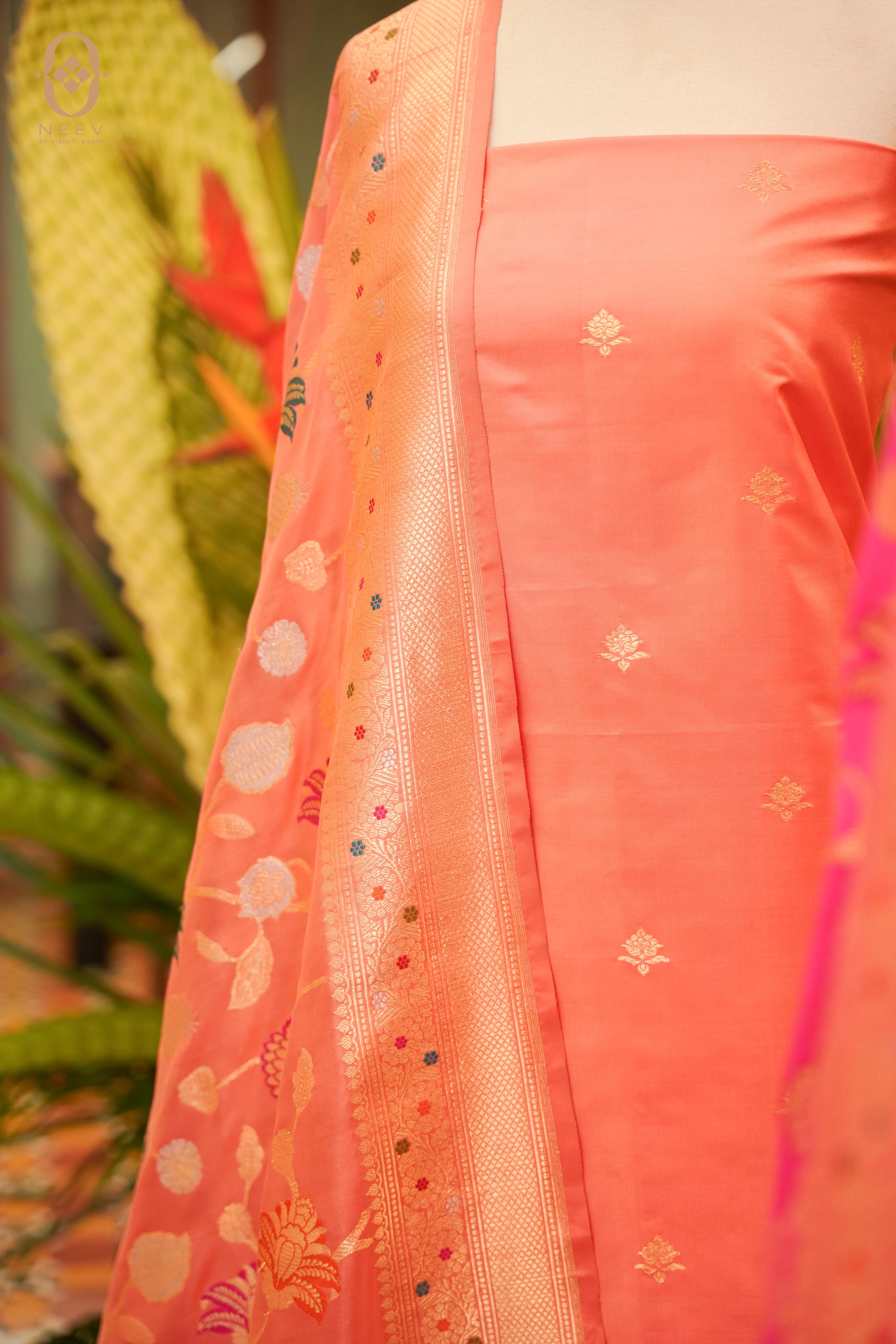 Katan Silk with Meenakari Jaal Dupatta Suit Set