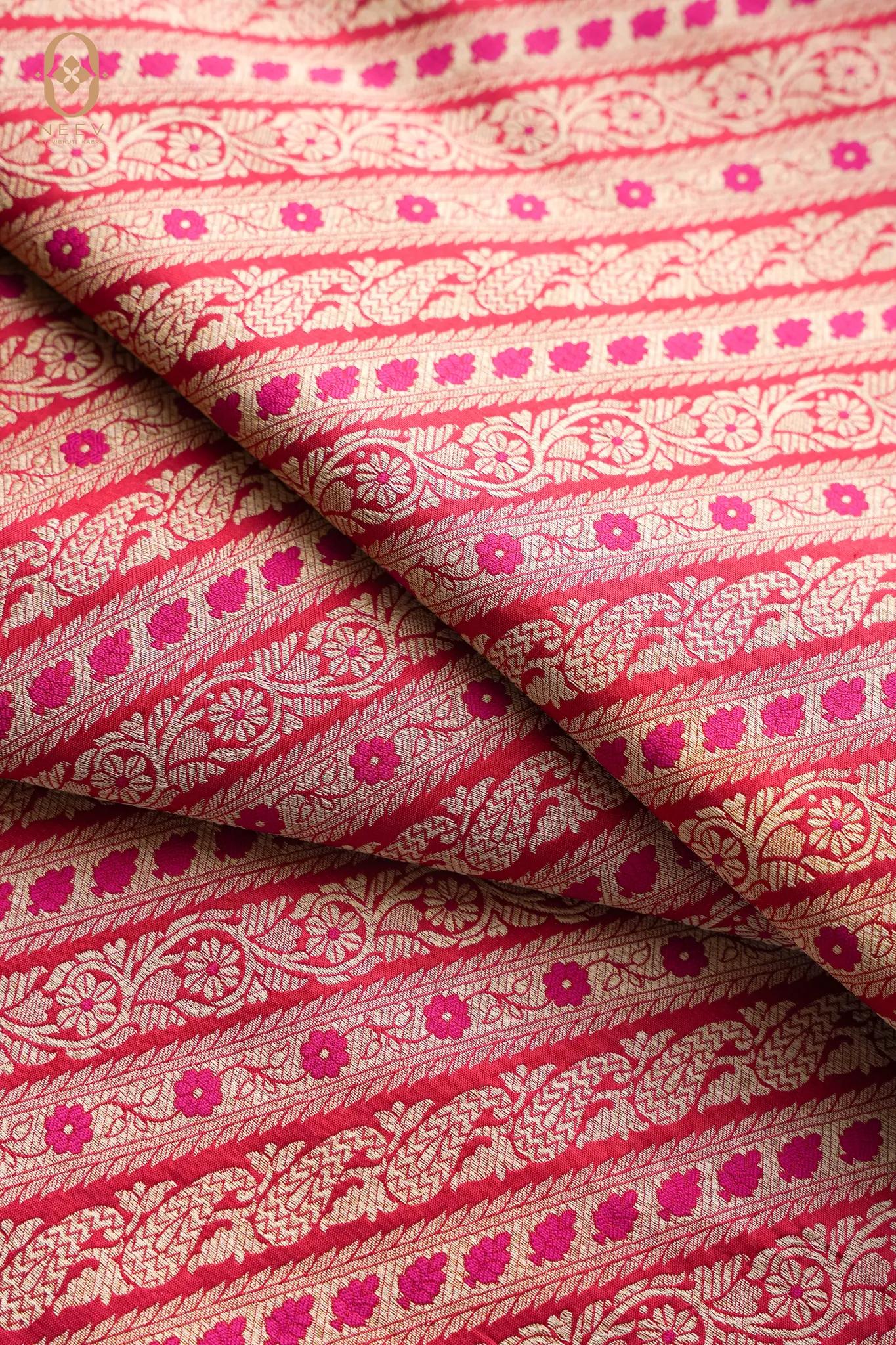 Katan Silk Integrated Weave Meenakari Fabric