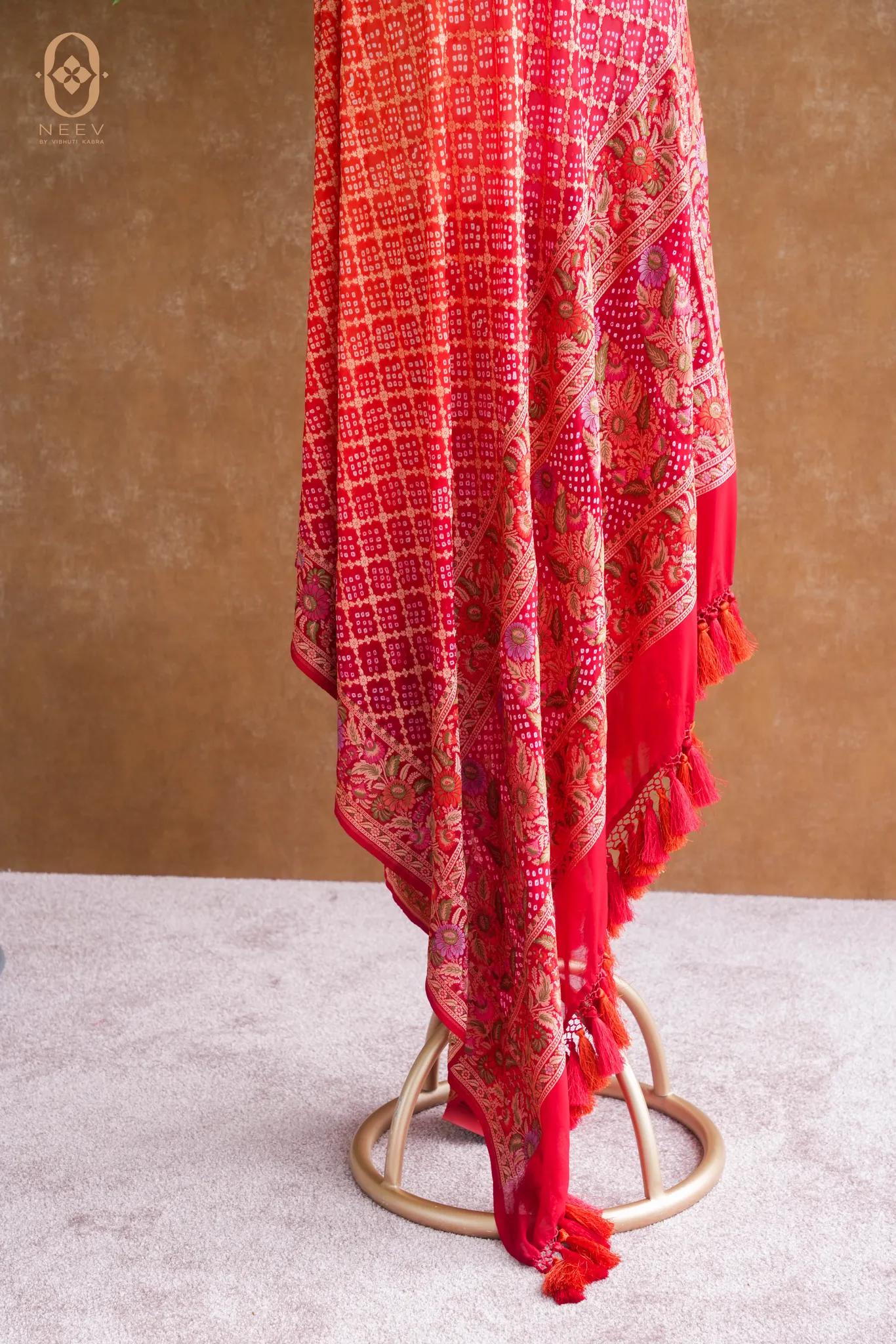 Georgette Bandhani Dupatta With Meenakari