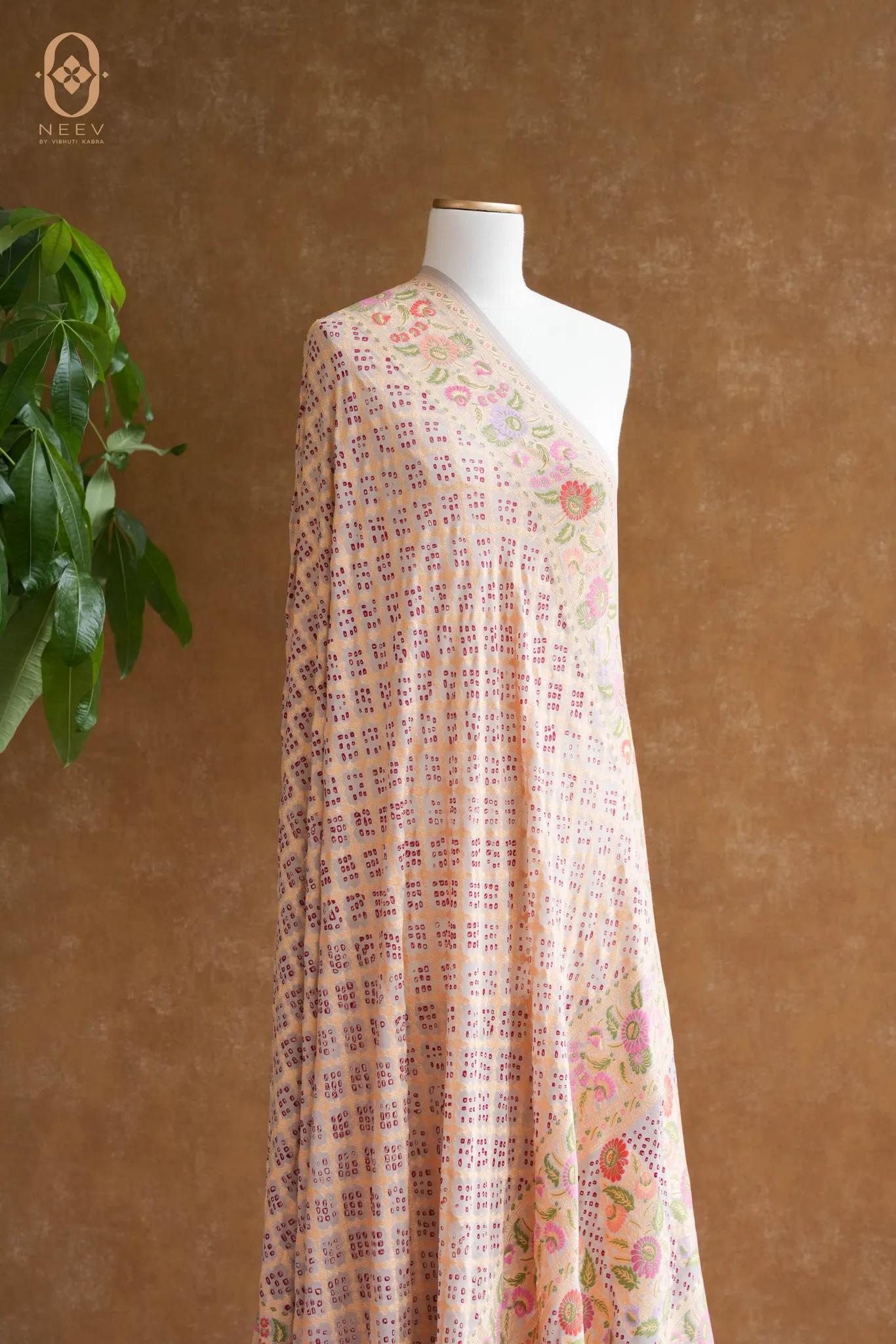 Georgette Bandhani Dupatta With Meenakari