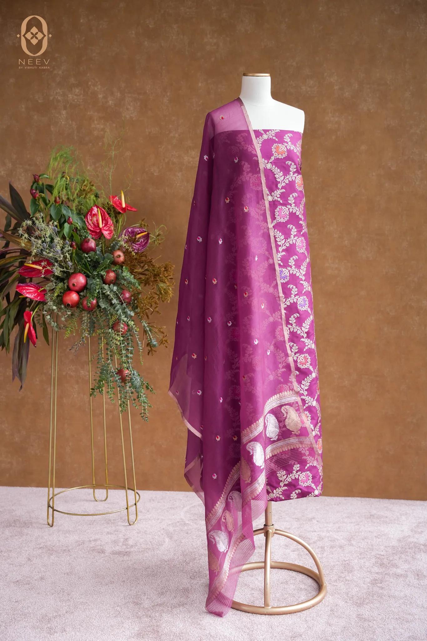 Katan Silk Jaal Suit Set