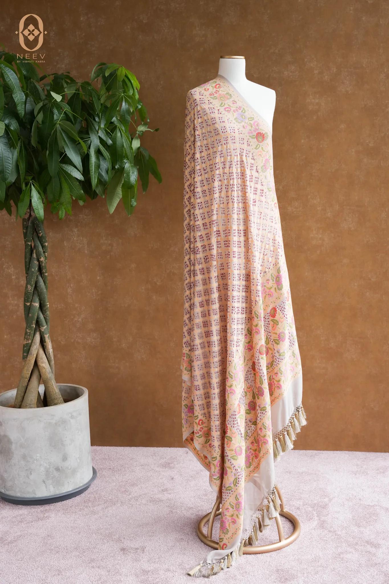 Georgette Bandhani Dupatta With Meenakari