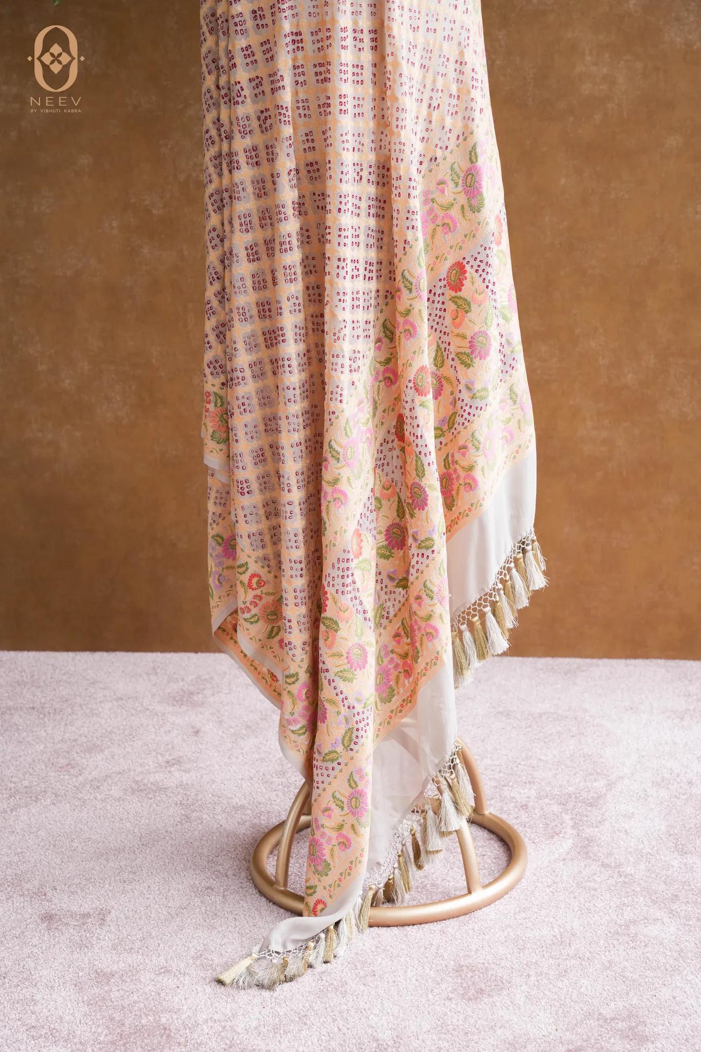 Georgette Bandhani Dupatta With Meenakari