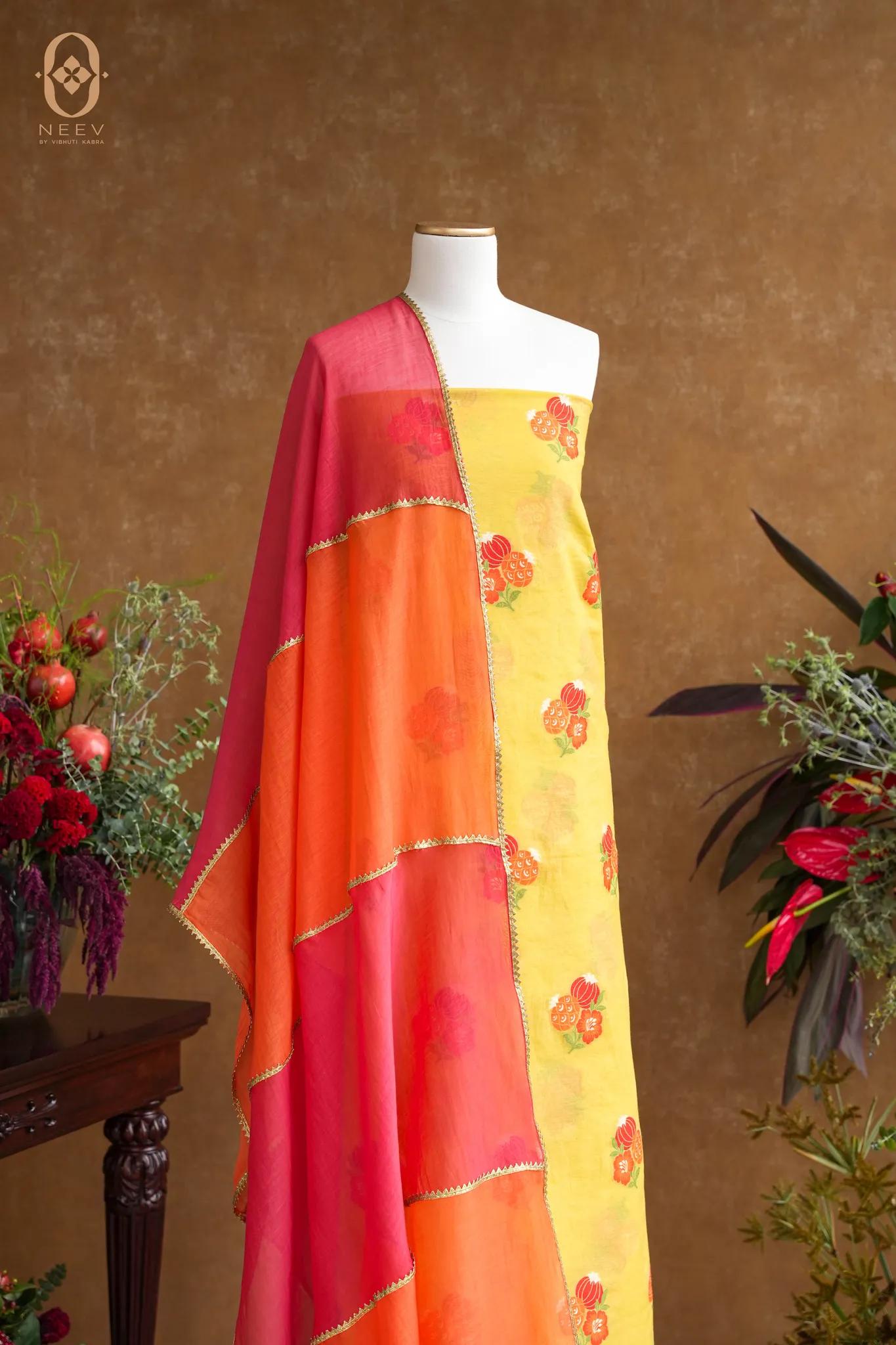 The Sacred Garden- Chanderi Cotton Anar Suit Set