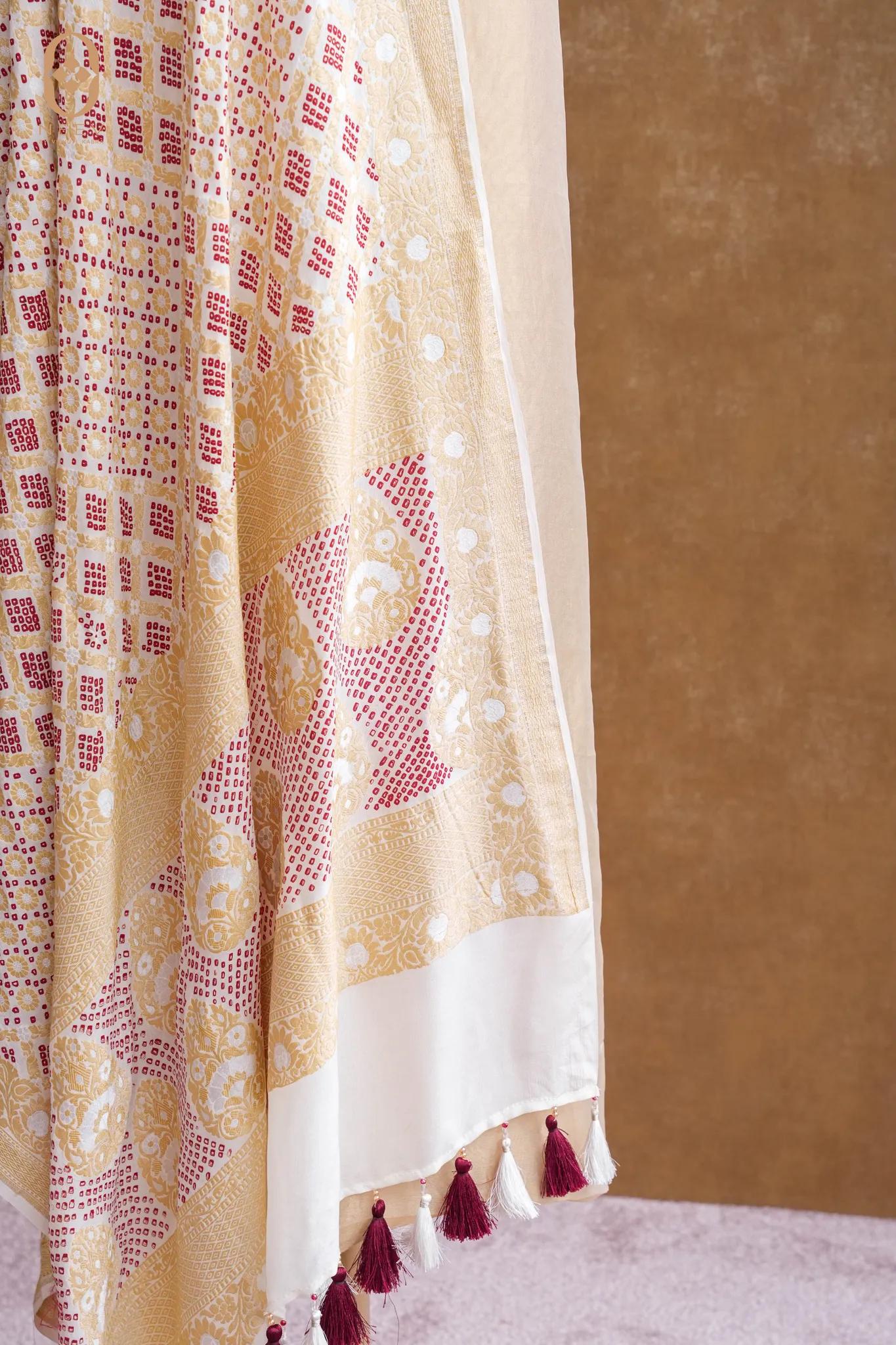 Kora Tissue Suit With Bandhani Dupatta