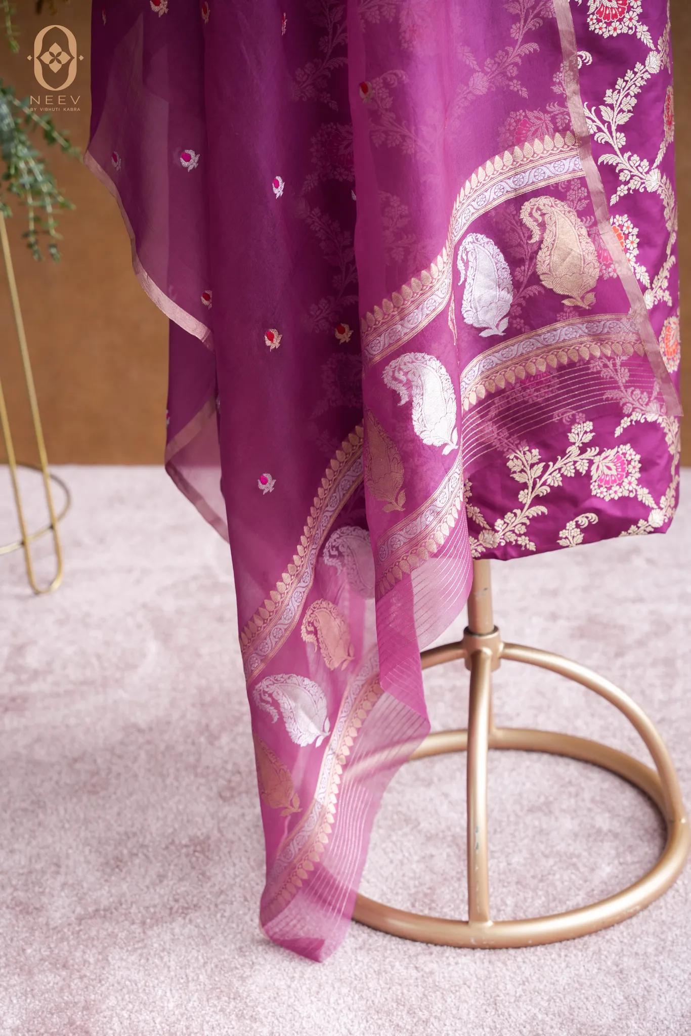 Katan Silk Jaal Suit Set