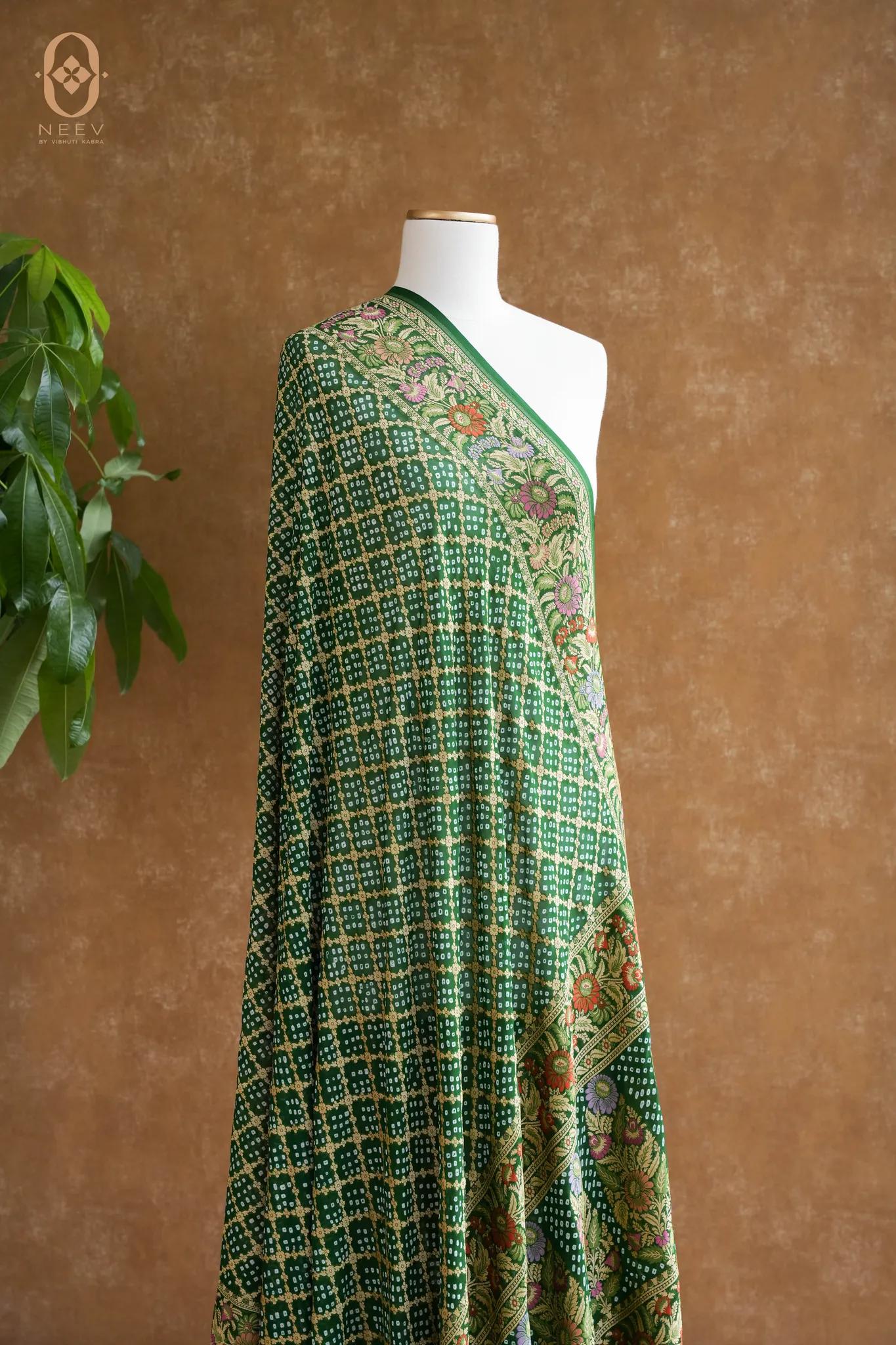 Georgette Bandhani Dupatta With Meenakari