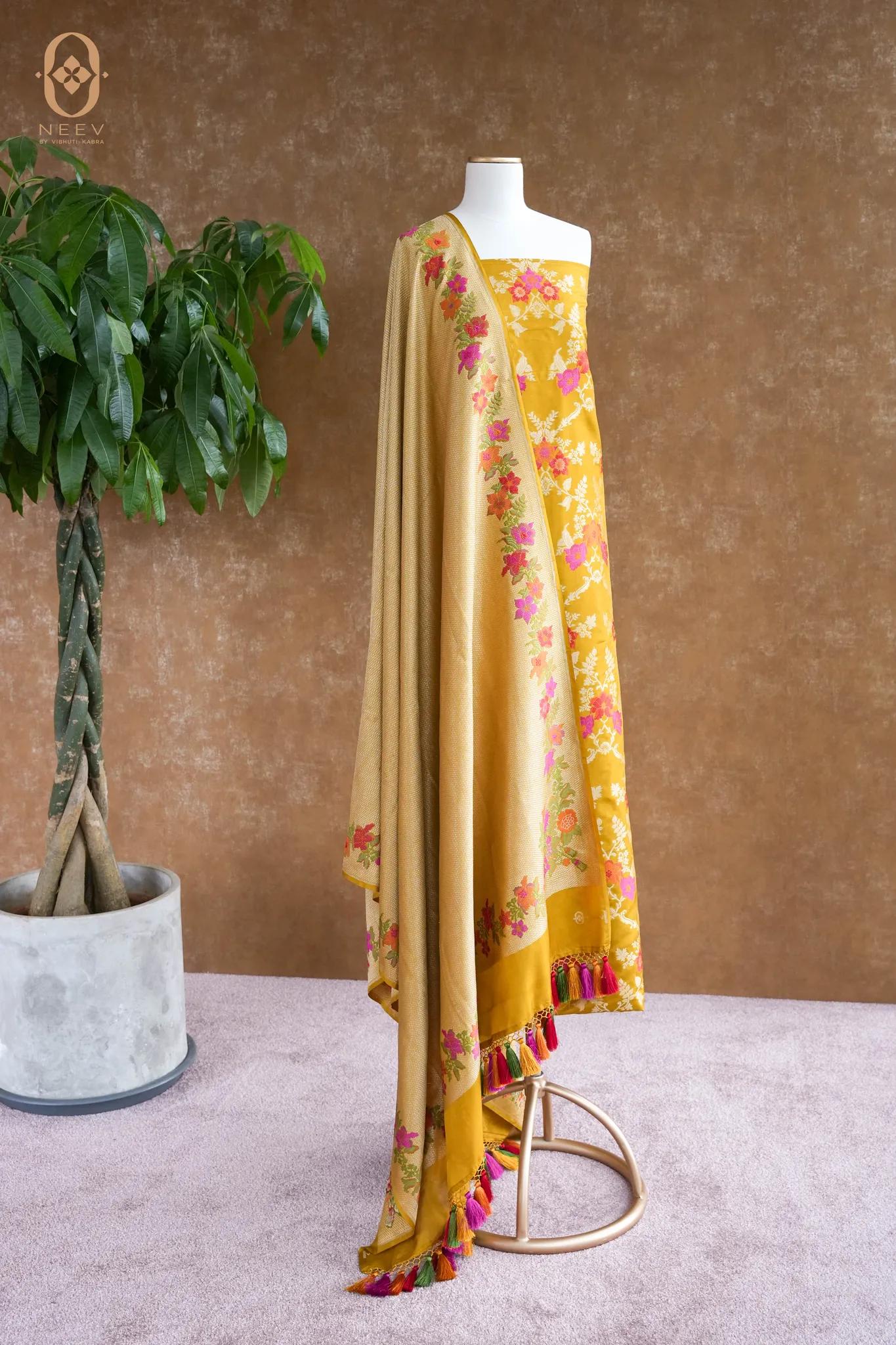 Premium Katan Silk Jaal Suit Set
