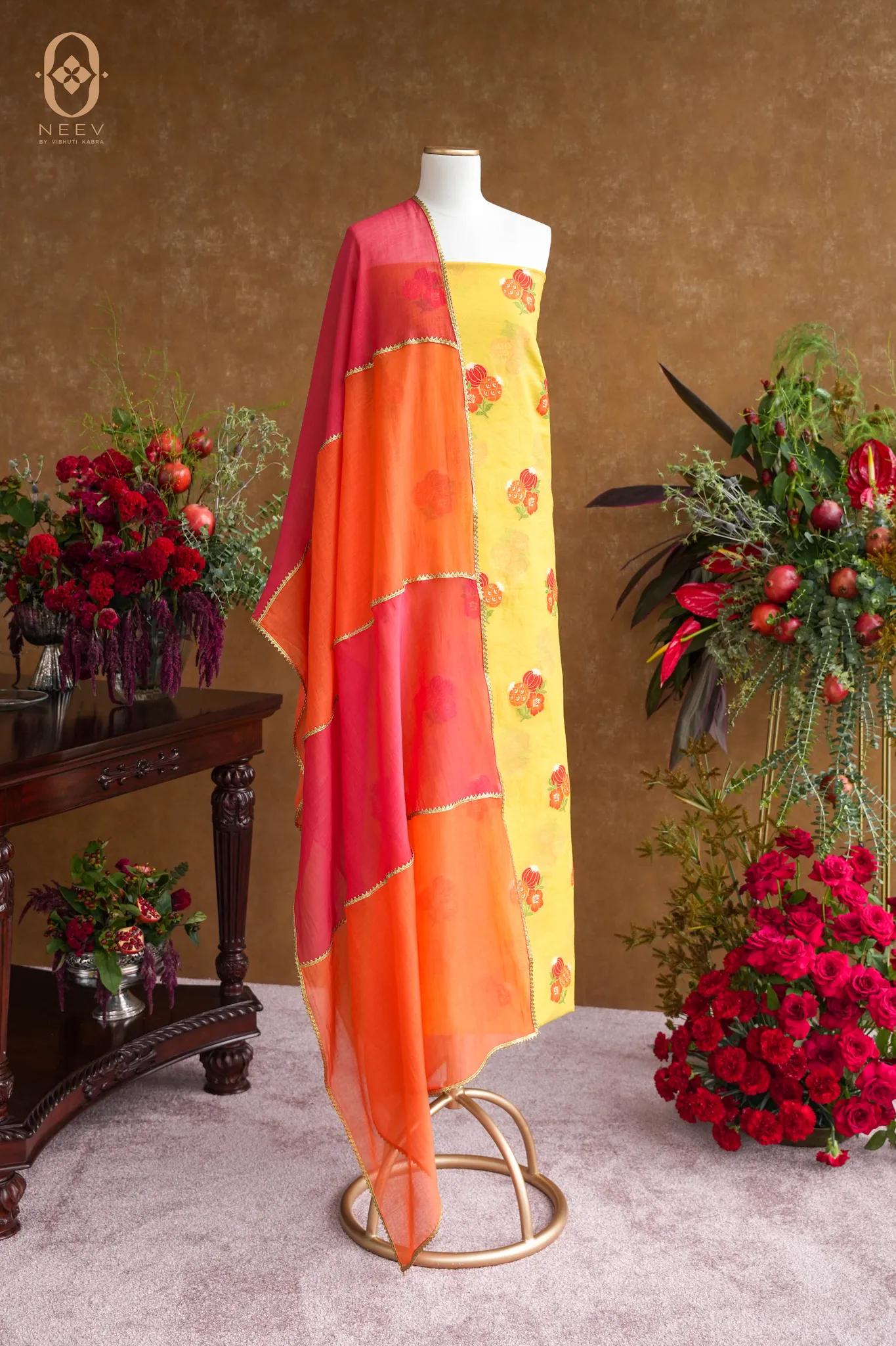 The Sacred Garden- Chanderi Cotton Anar Suit Set