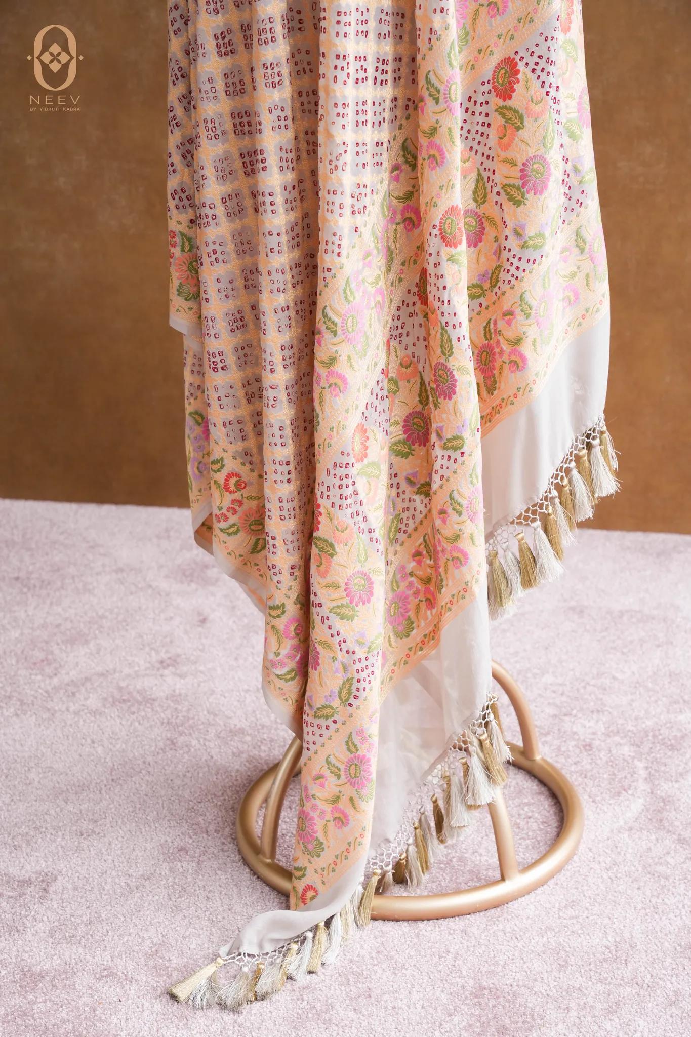 Georgette Bandhani Dupatta With Meenakari
