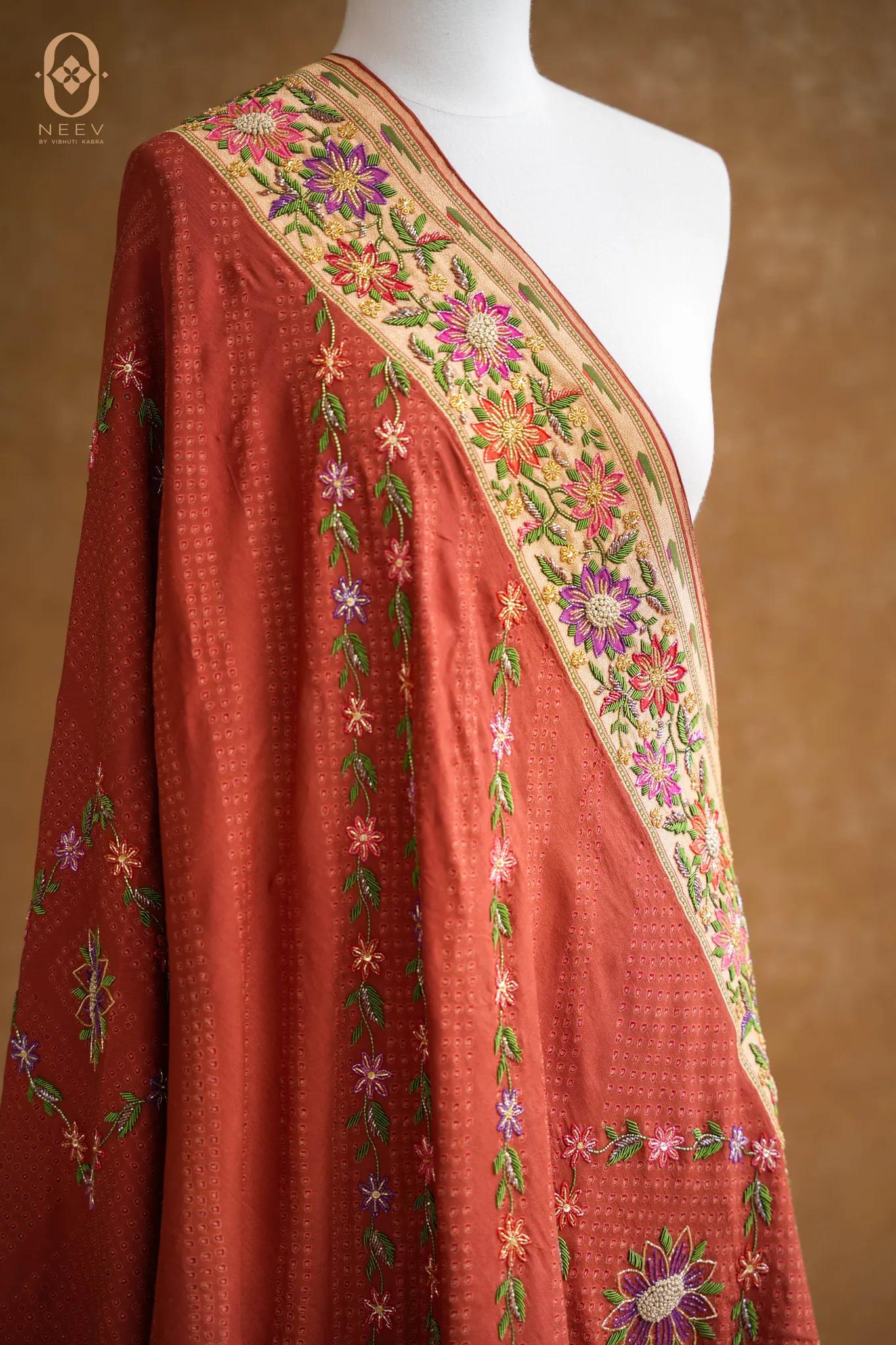 Georgette Bandhani Embroidered Dupatta
