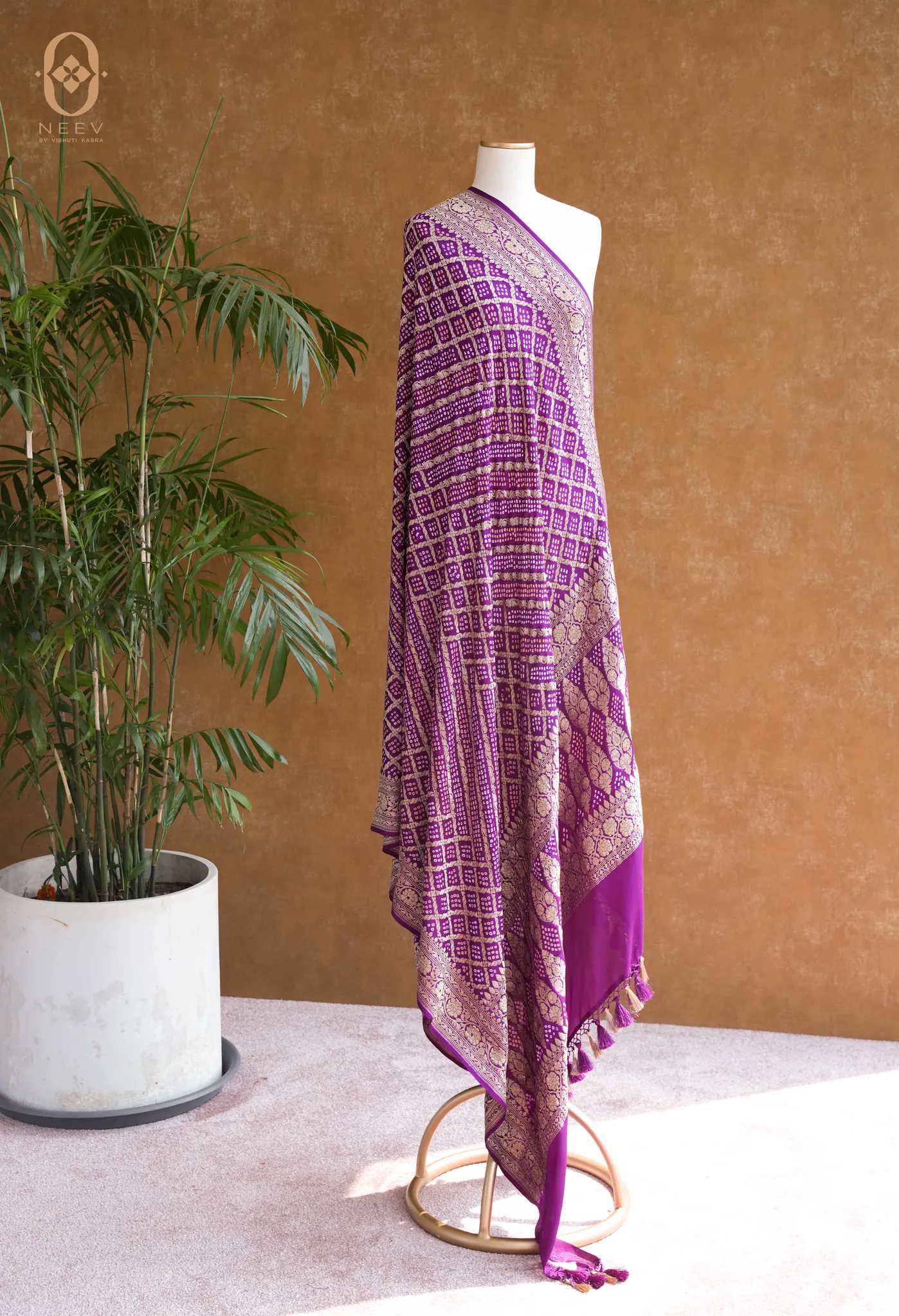 Purple Bandhani Dupatta