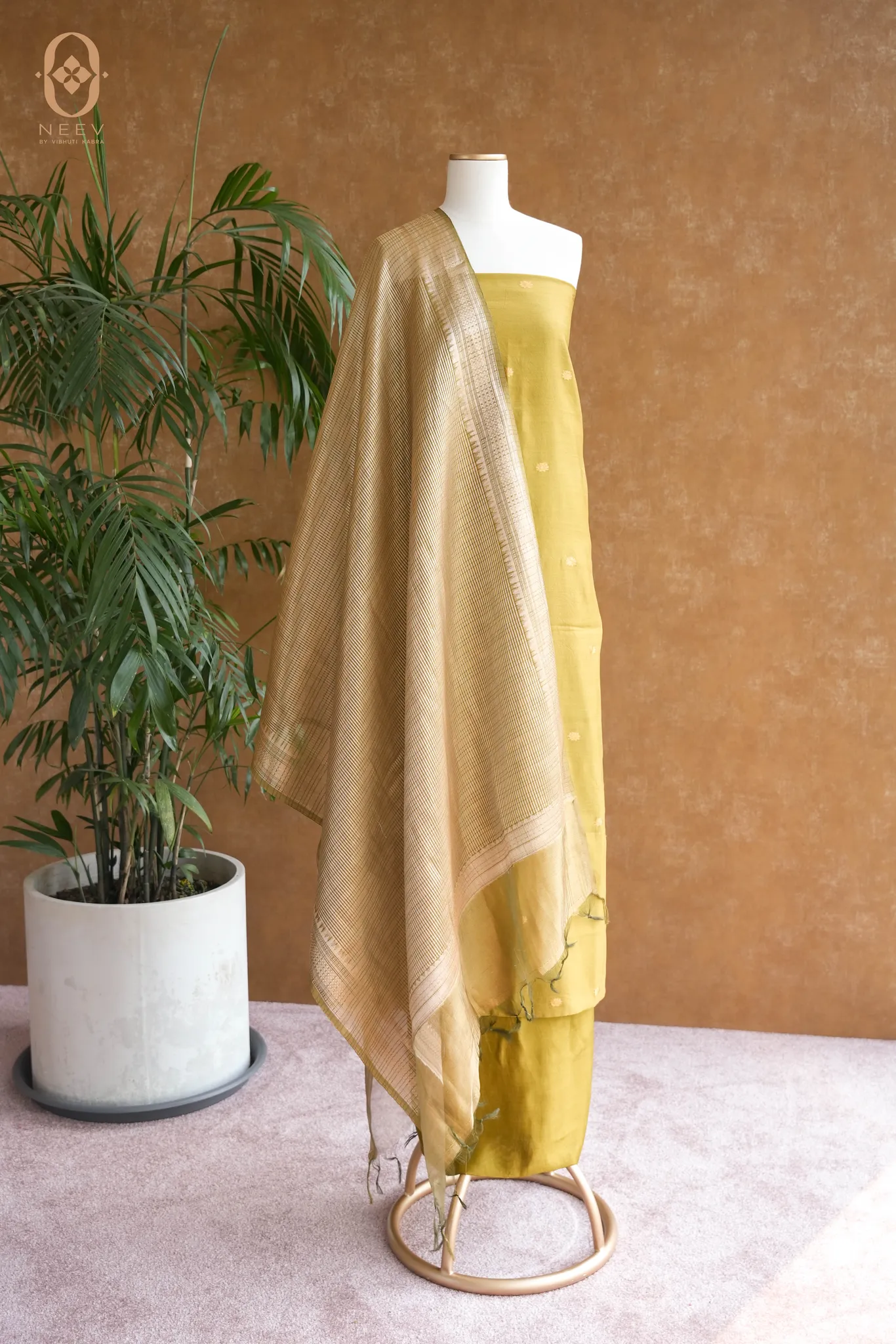 Mehendi Rang Chinia Tissue Suit Set