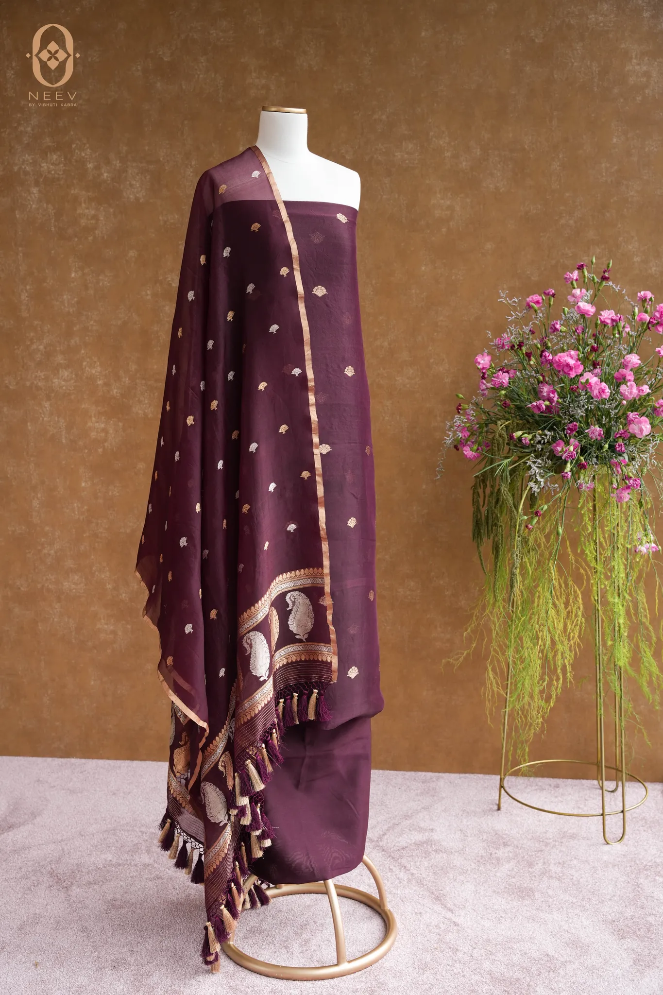 Burgundy Kora Silk Suit Set