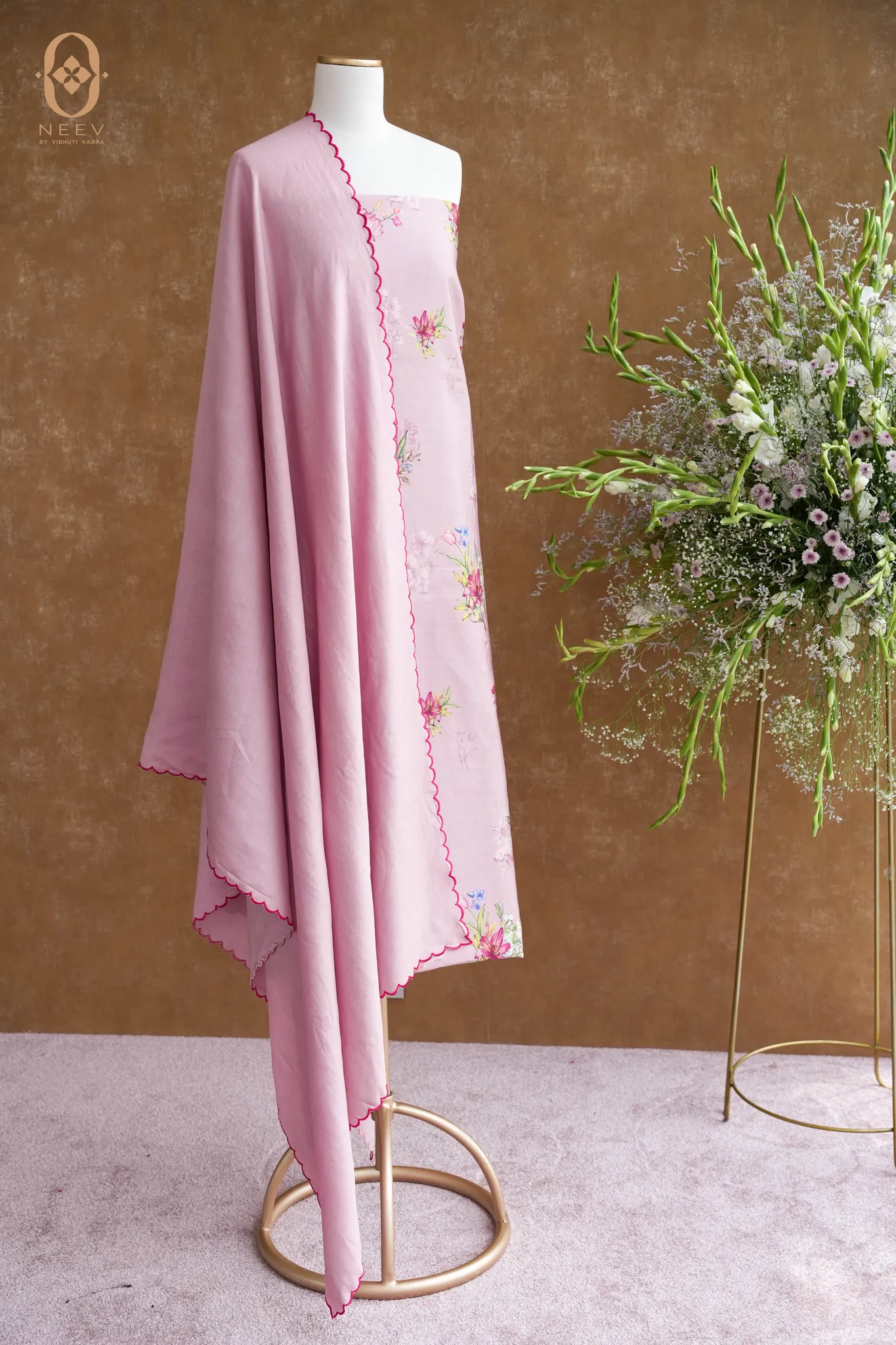 Printed Chinia Silk Suit Set