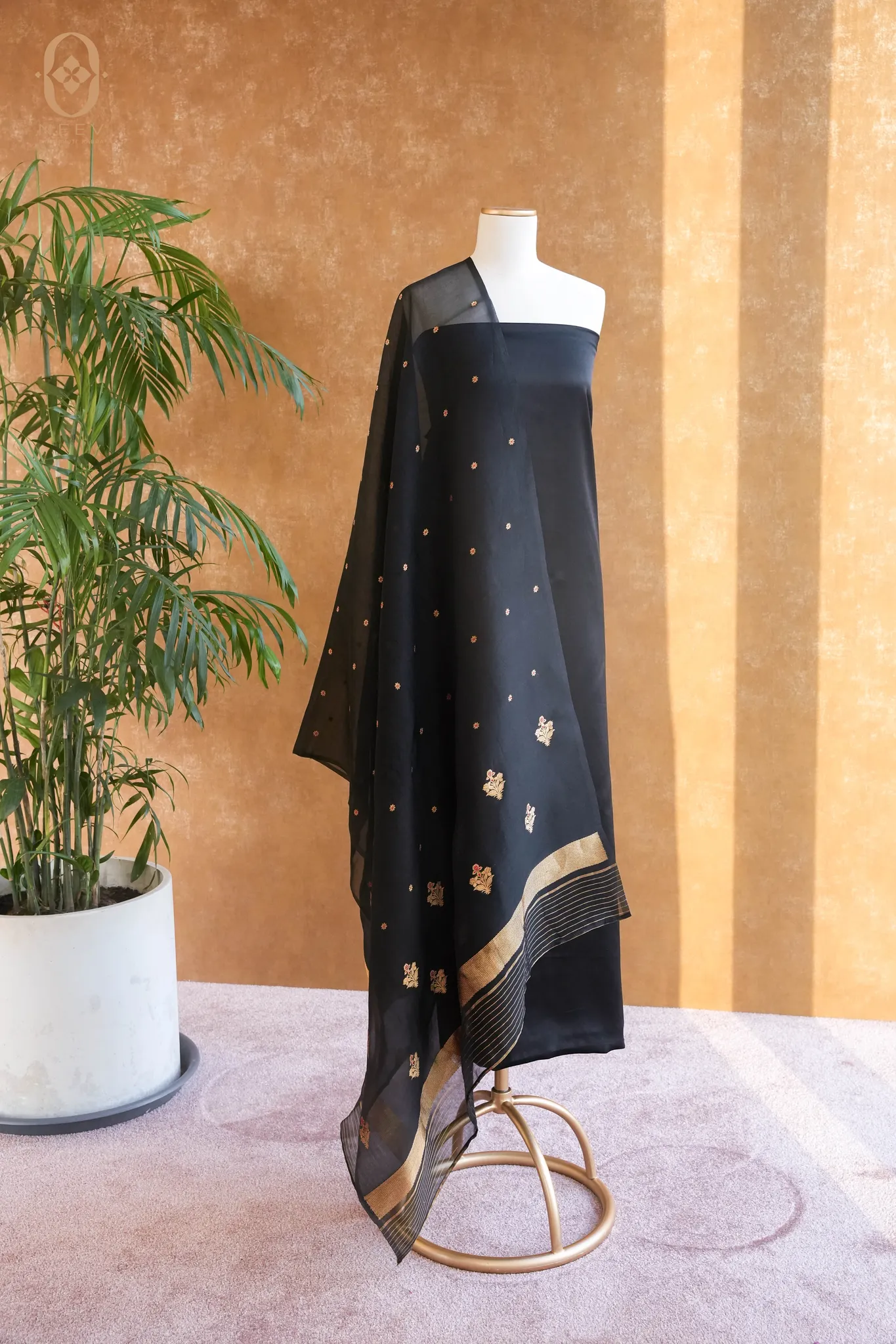 Fire Fly Black Rose Satin Suit Set