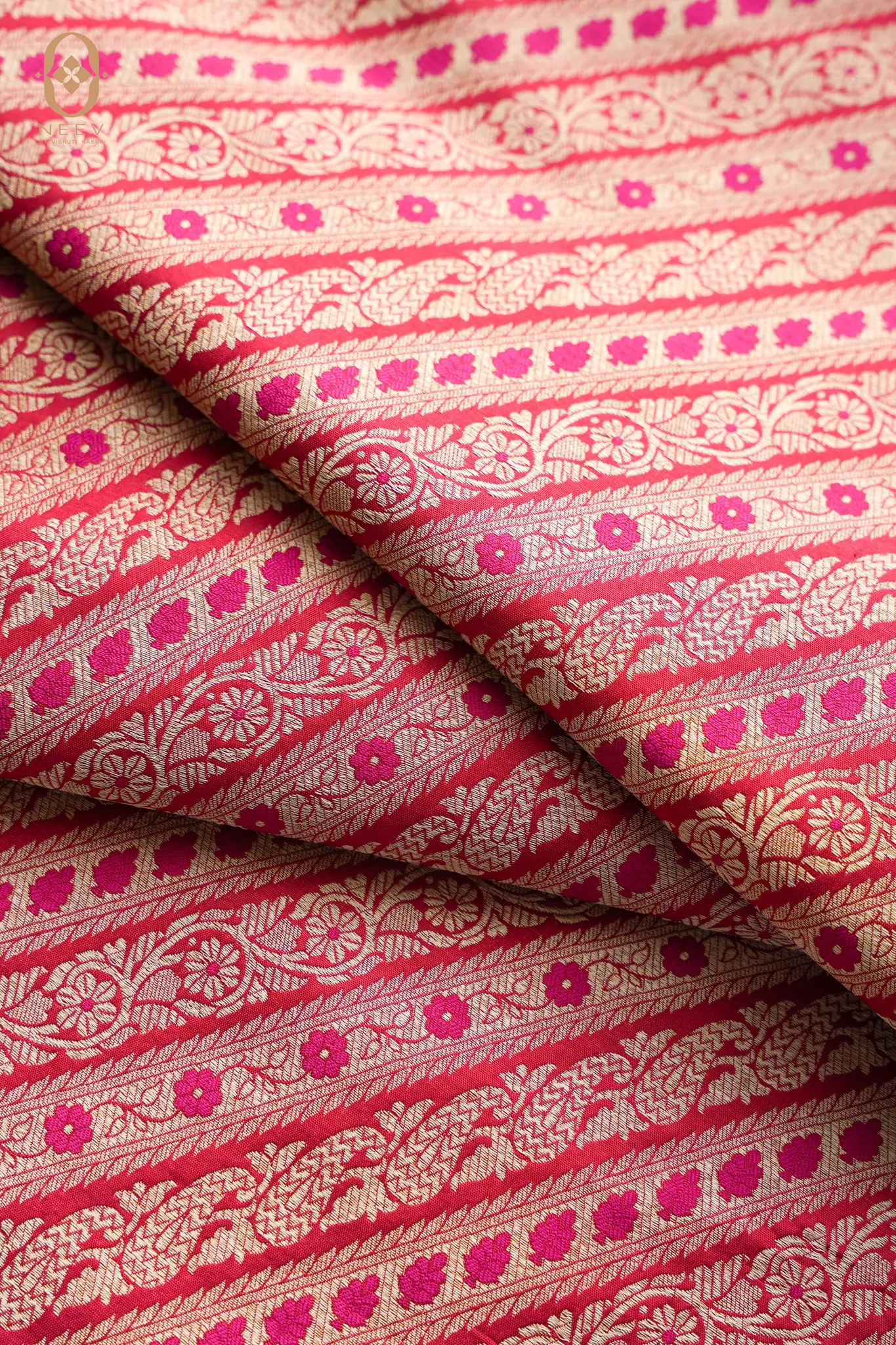 Katan Silk Integrated Weave Meenakari Fabric