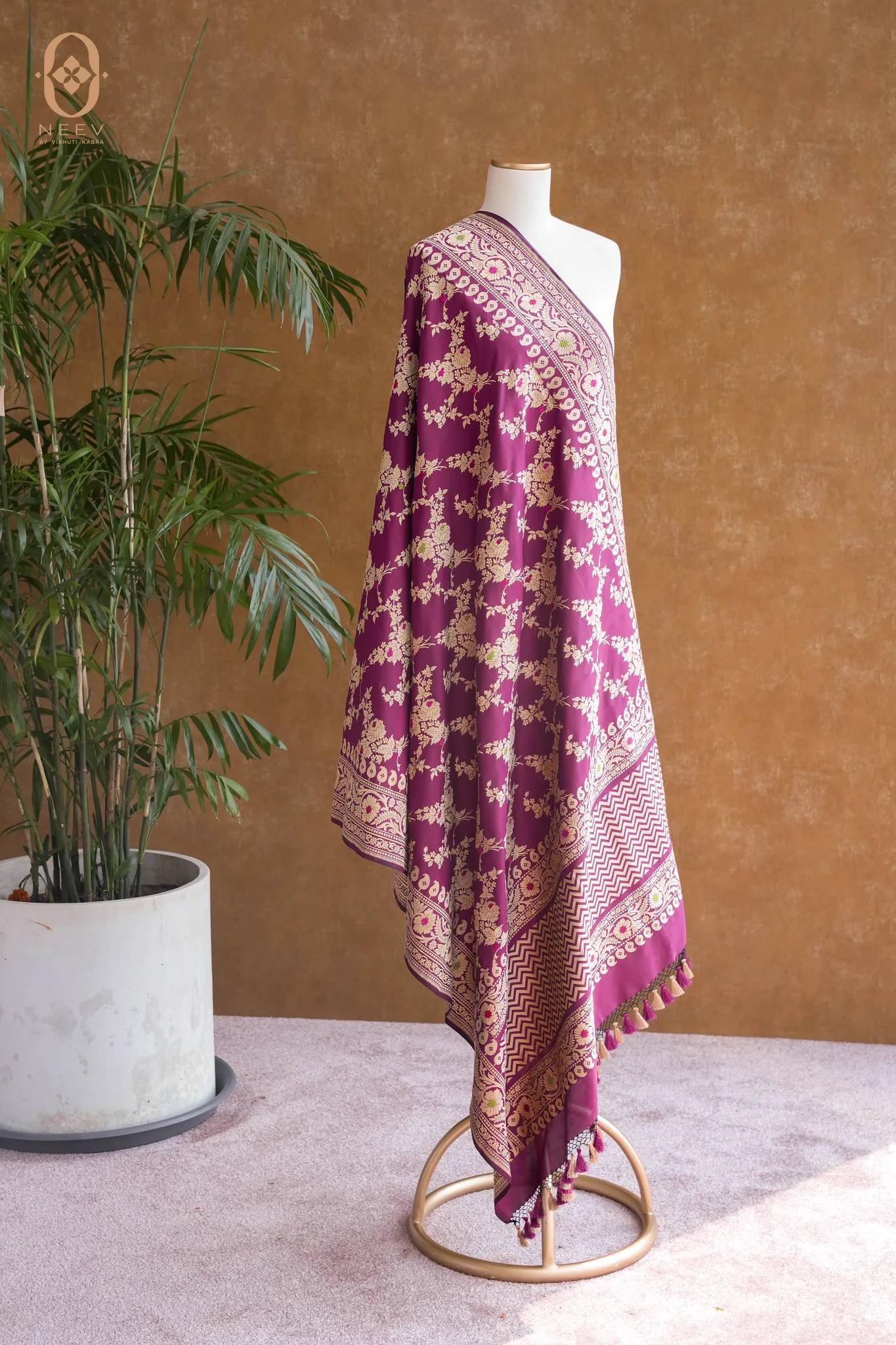 Katan Silk Jaal Meenakari Dupatta