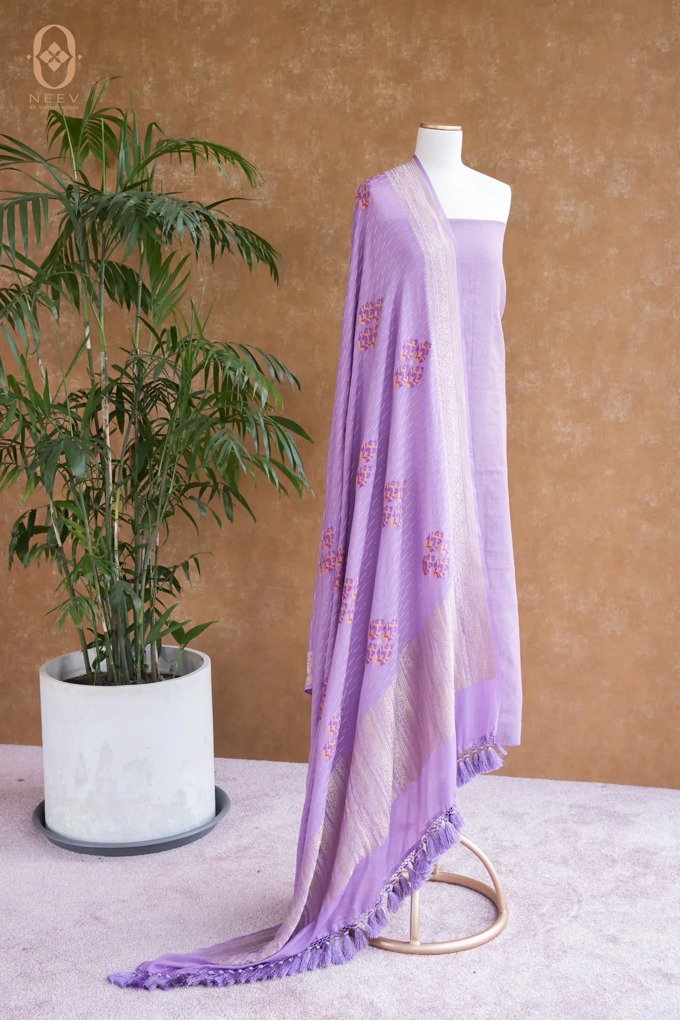 Multi Meenakari Munga Silk Suit Set