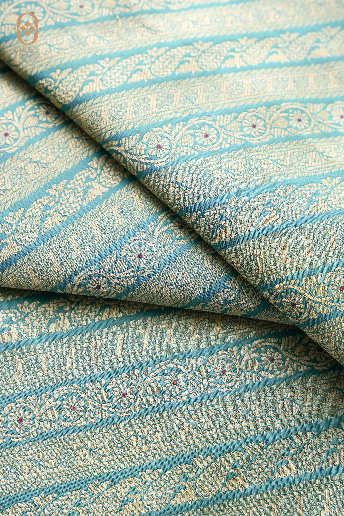 Katan Silk Integrated Weave Meenakari Fabric