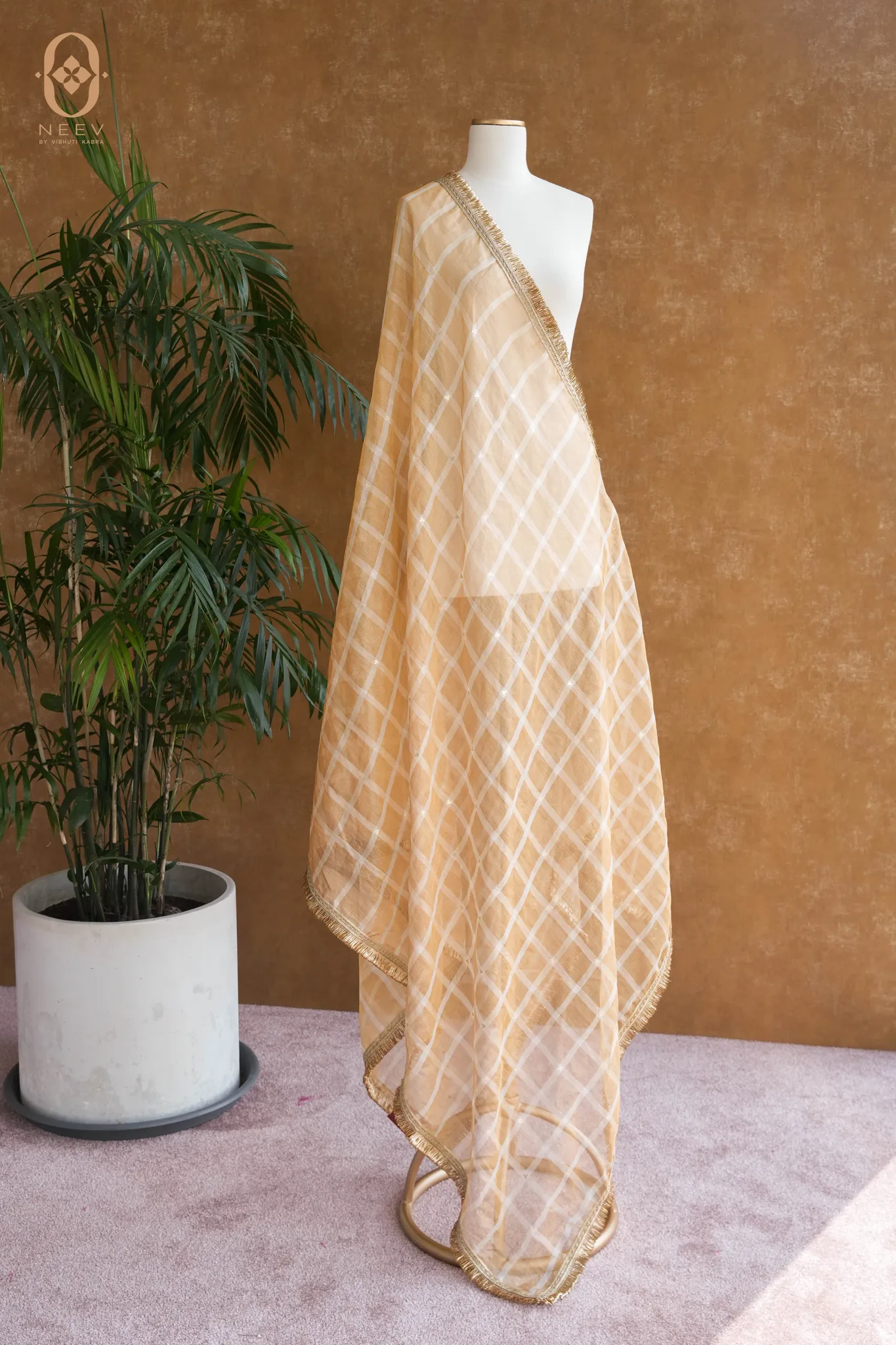 Tissue Silk Checkered Dupatta