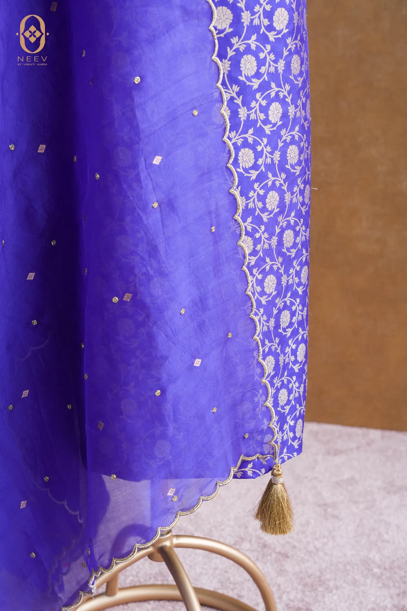 Katan Silk Suit With Kora Embroidered Dupatta