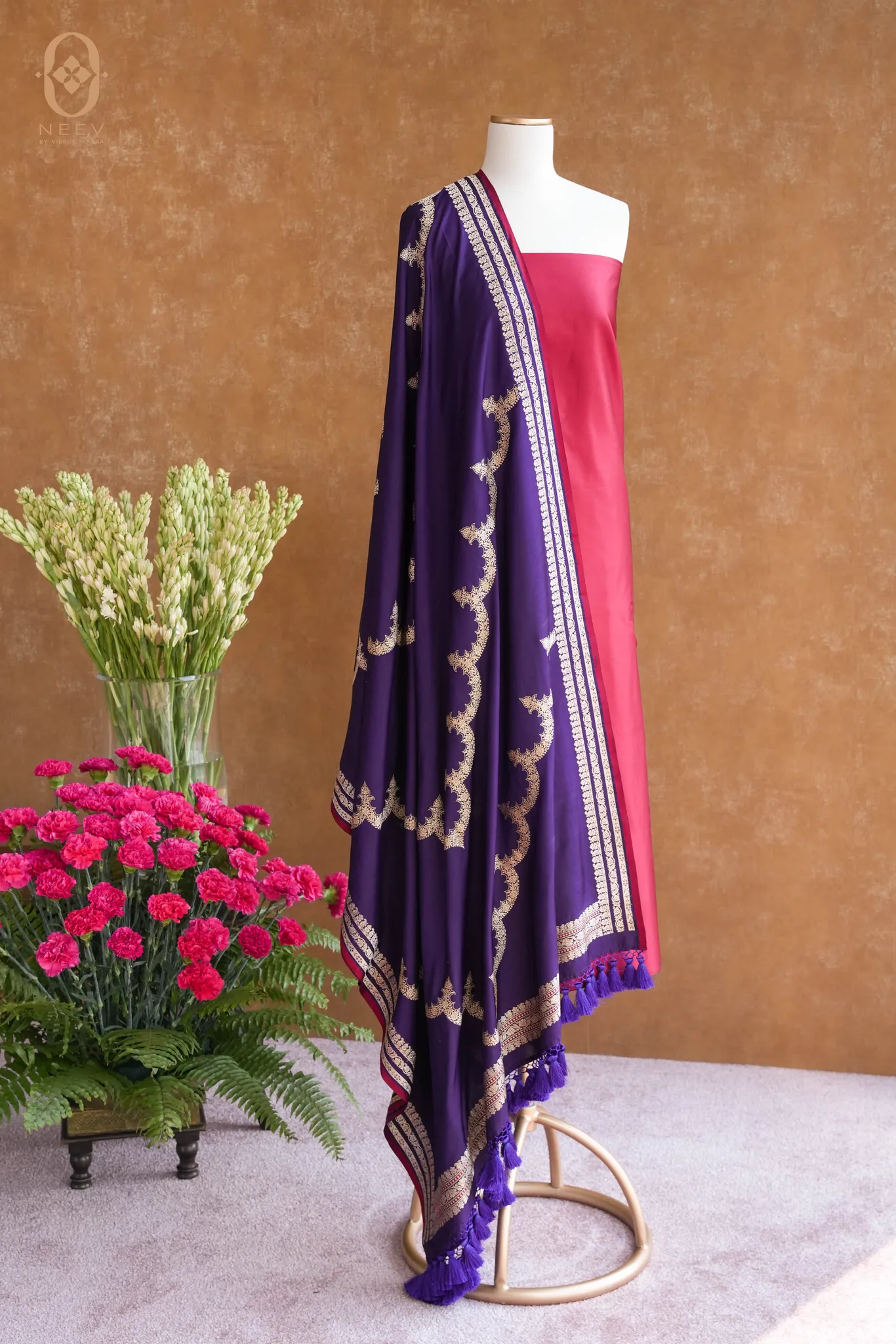 Double Satin Suit With Satin Silk Dupatta