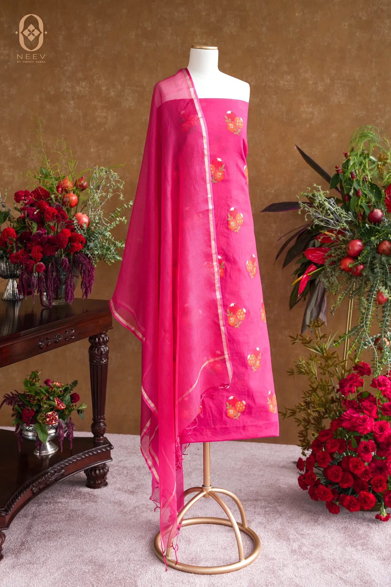 The Sacred Garden- Chanderi Cotton Anar Suit Set