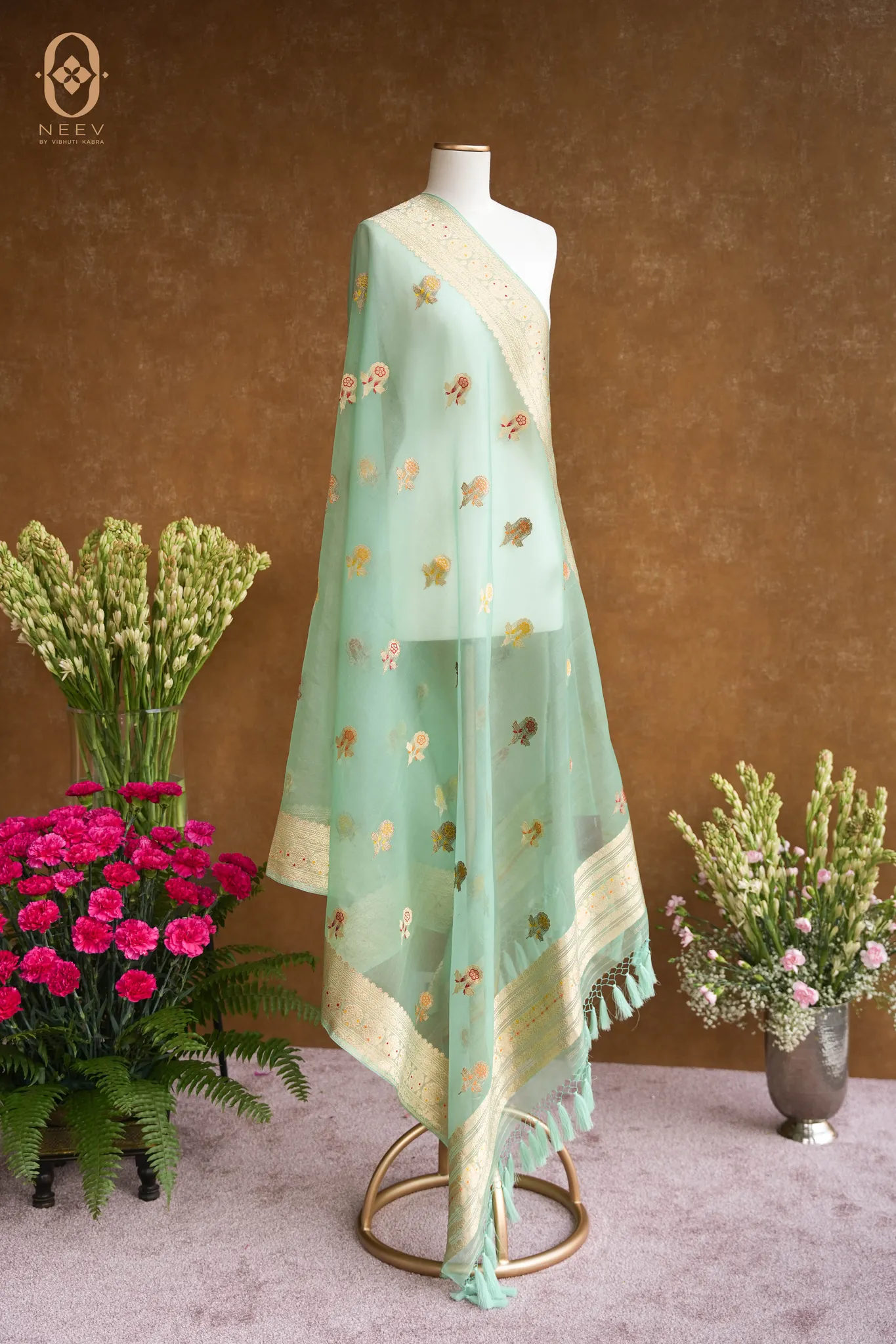 Kora Silk Meenakari Dupatta