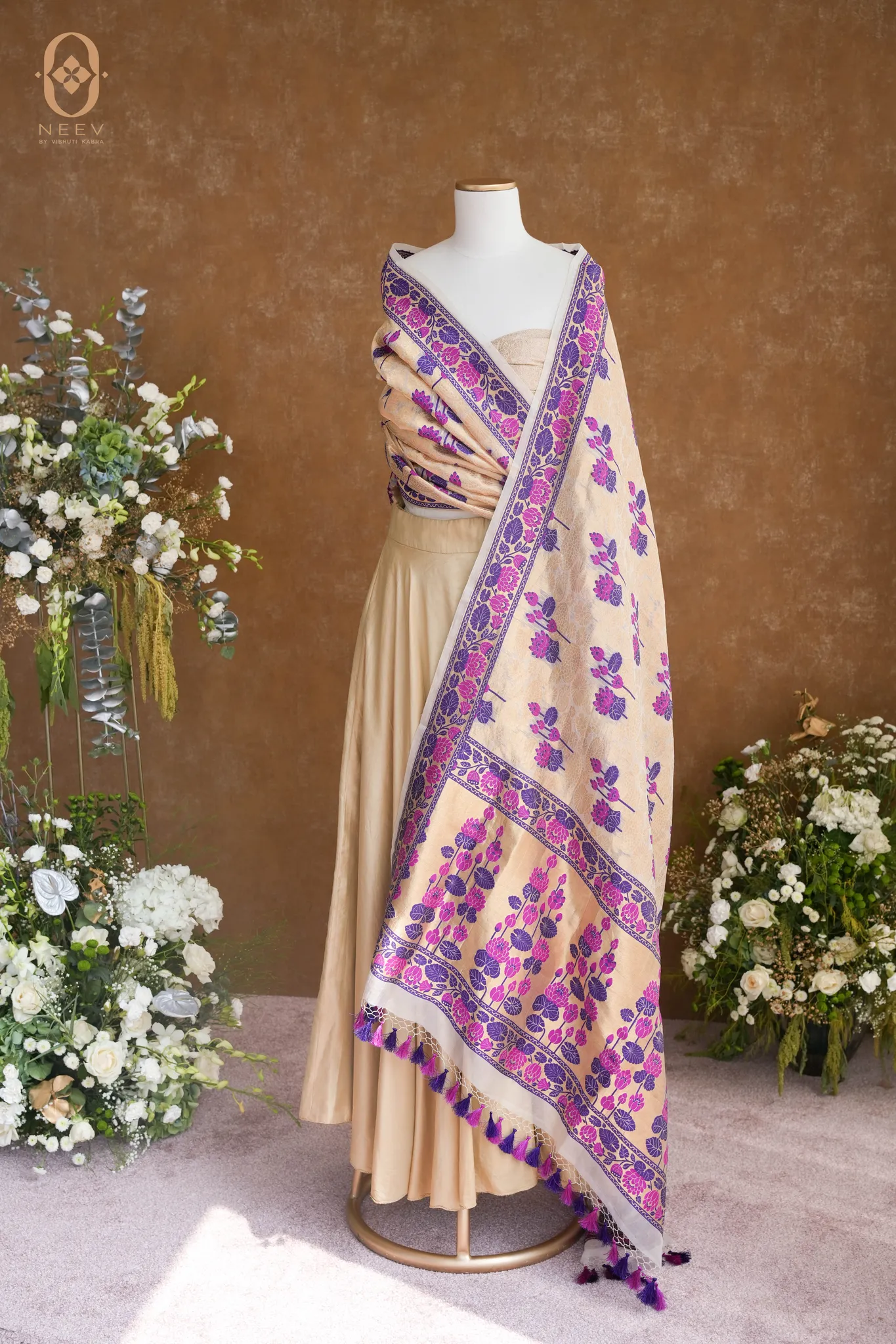 Kora Silk Multi Meenakari Dupatta