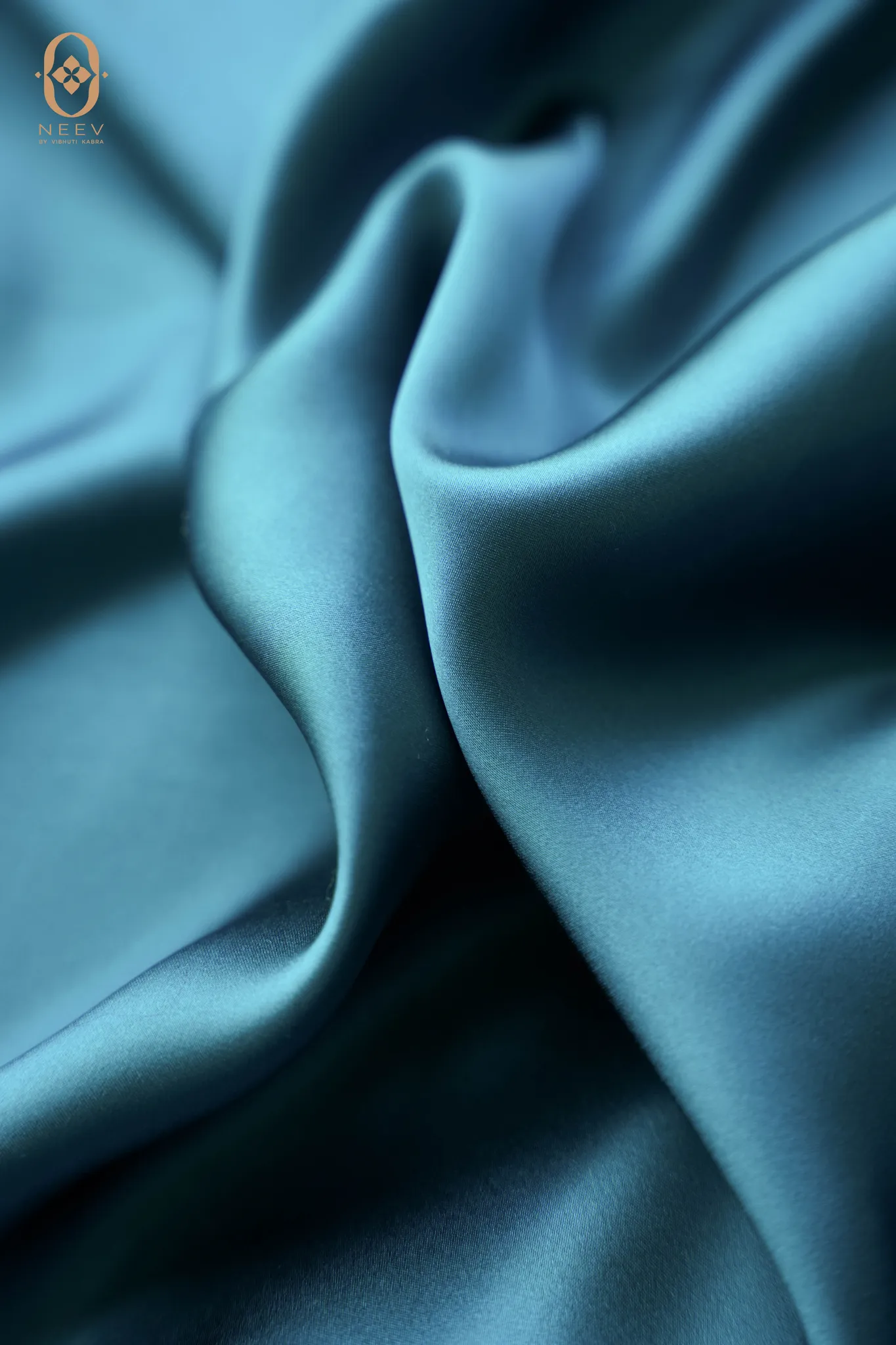 Fire Fly Ocean Blue Satin Fabric