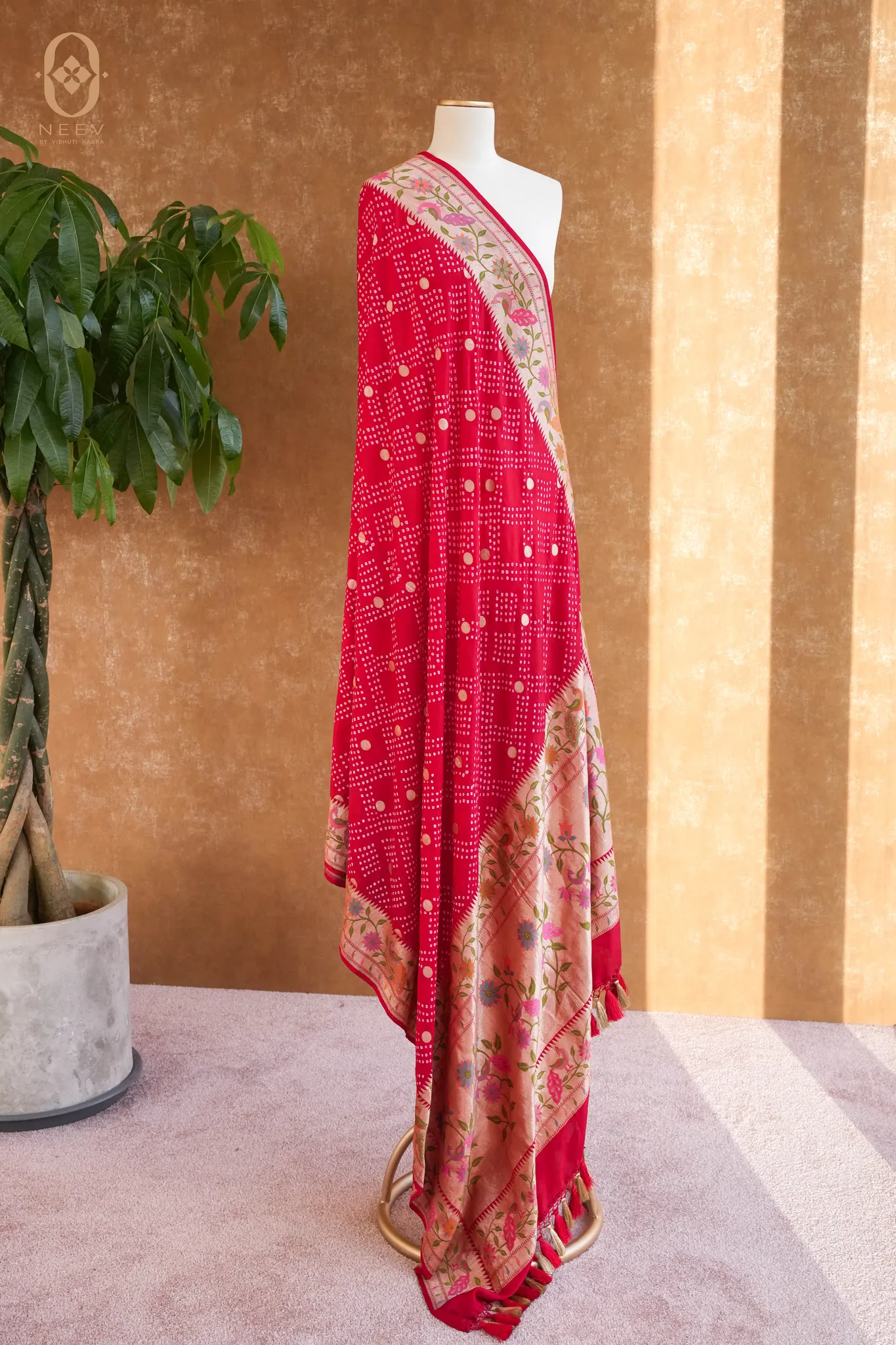 Katan Silk Meenakari Bandhani Dupatta